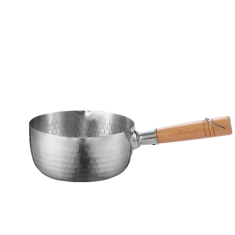 Hot Sell Japanese Style Snow Pan Wooden Handle Cookware Stainless Steel Yukihira Pot Stock Pots Milk Pot With Lid Glass