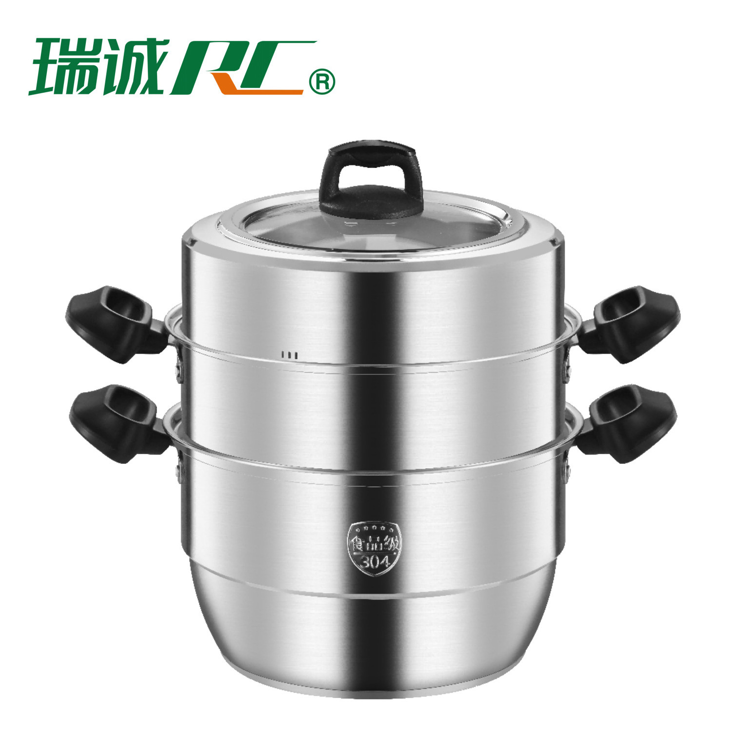 DIA 30CM 3-Tier 304 Stainless Steel Industrial Food Steamer With Lid Seafood Steamer Soups Stews and Pasta