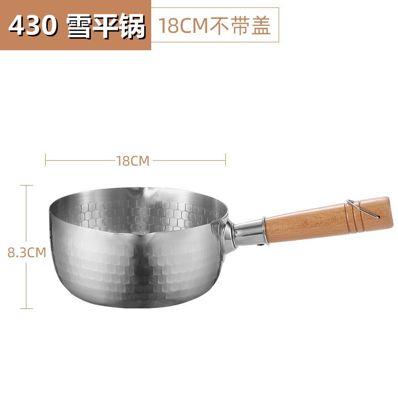 Hot Sell Japanese Style Snow Pan Wooden Handle Cookware Stainless Steel Yukihira Pot Stock Pots Milk Pot With Lid Glass