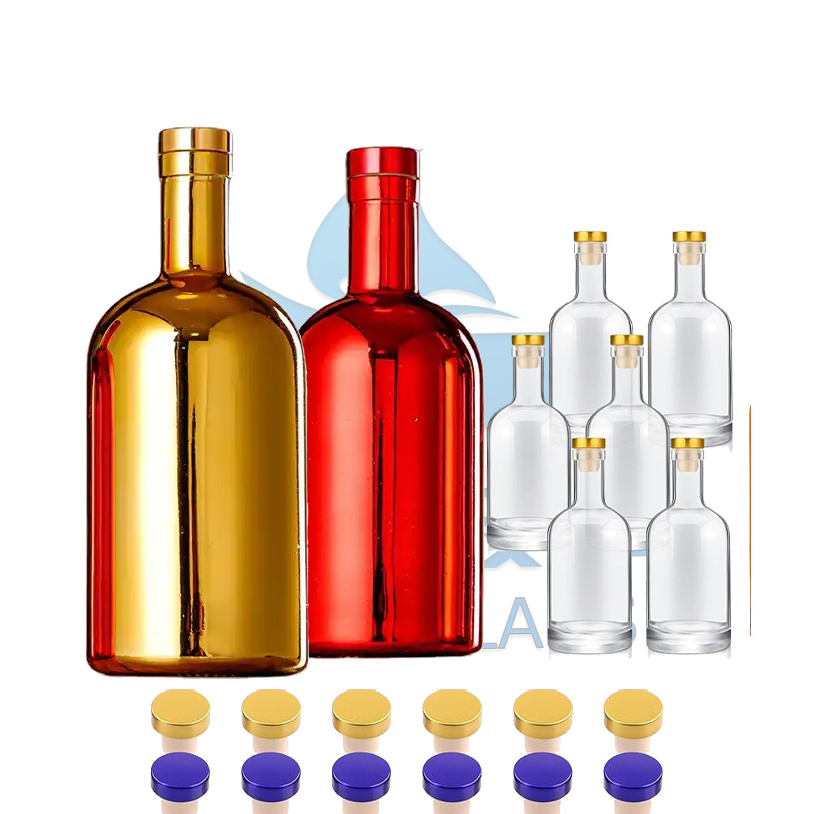 china factory price electroplate 500ml 700ml 750ml vodka glass bottle for liquor