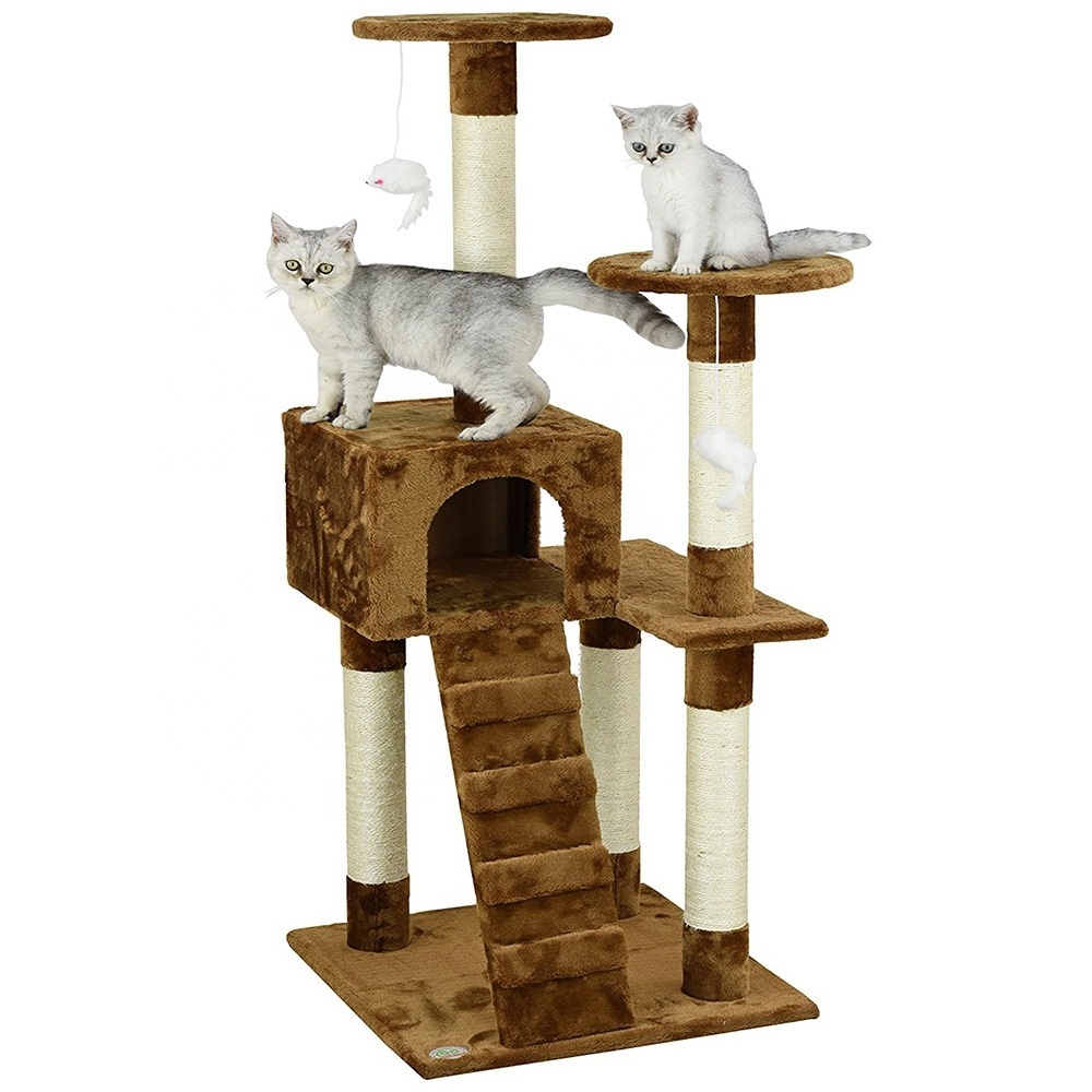 Custom Cat Or Raccoon Tree Furniture Wood Tree Tower Scratcher Modern Luxury Wooden Cat Tree House