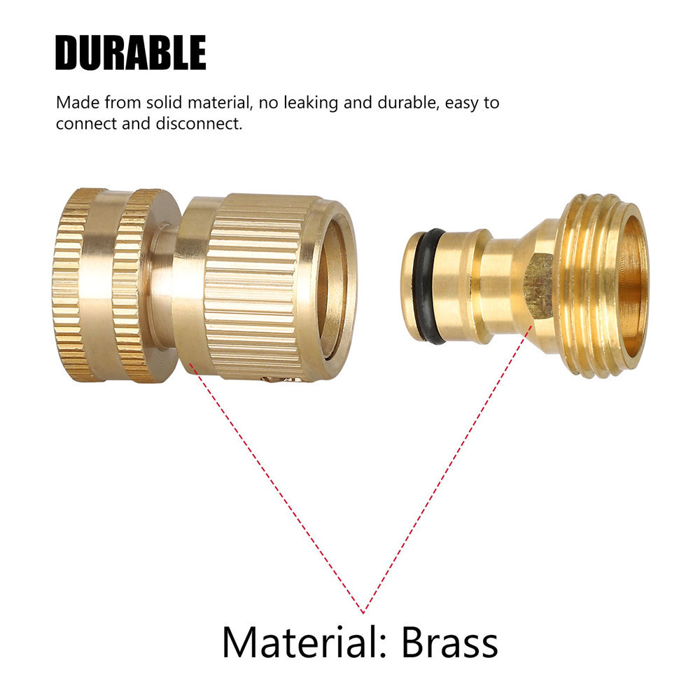 Male And Female  Brass End Connector Garden Hose Nozzle Connect Kit Quick Disconnect Hose