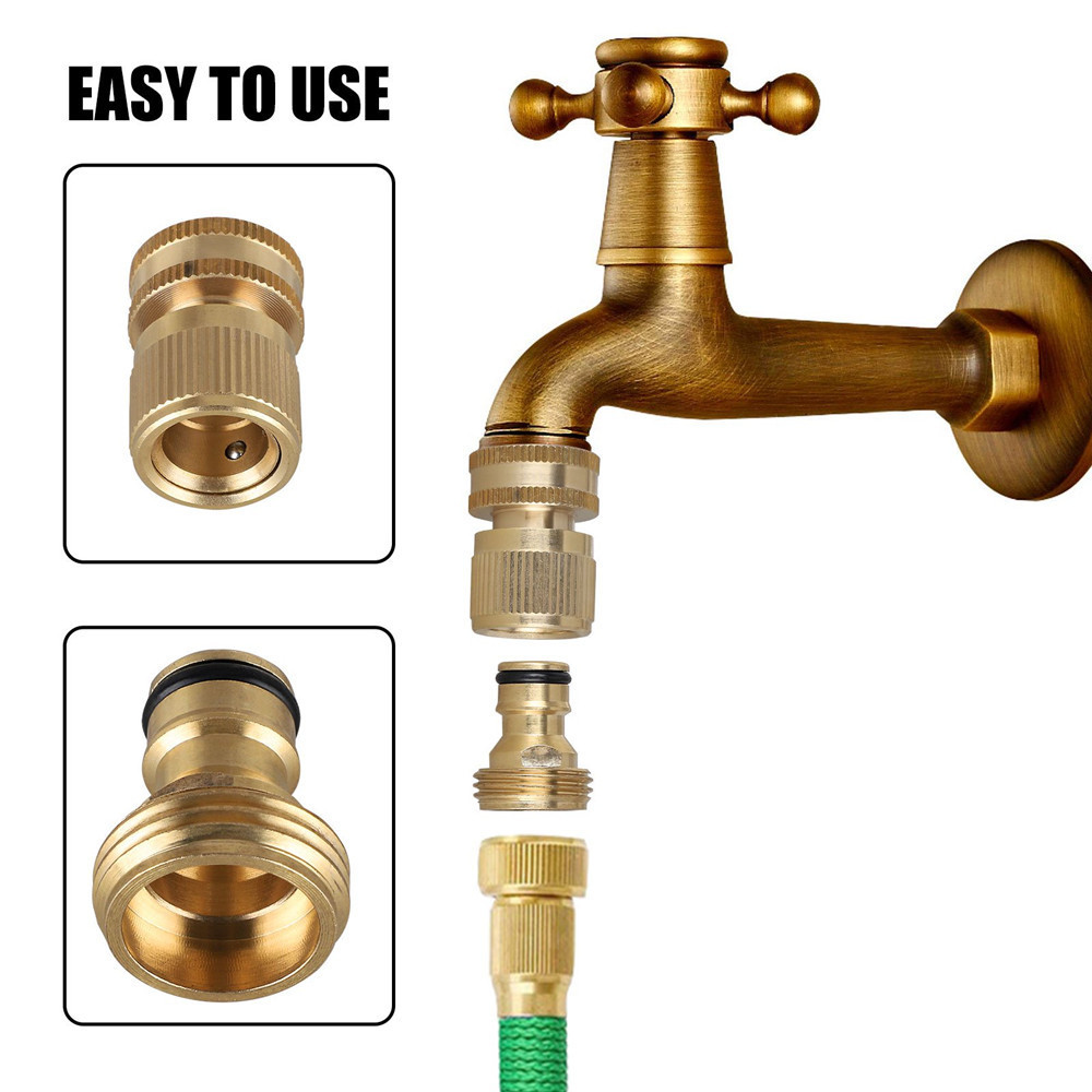 Male And Female  Brass End Connector Garden Hose Nozzle Connect Kit Quick Disconnect Hose