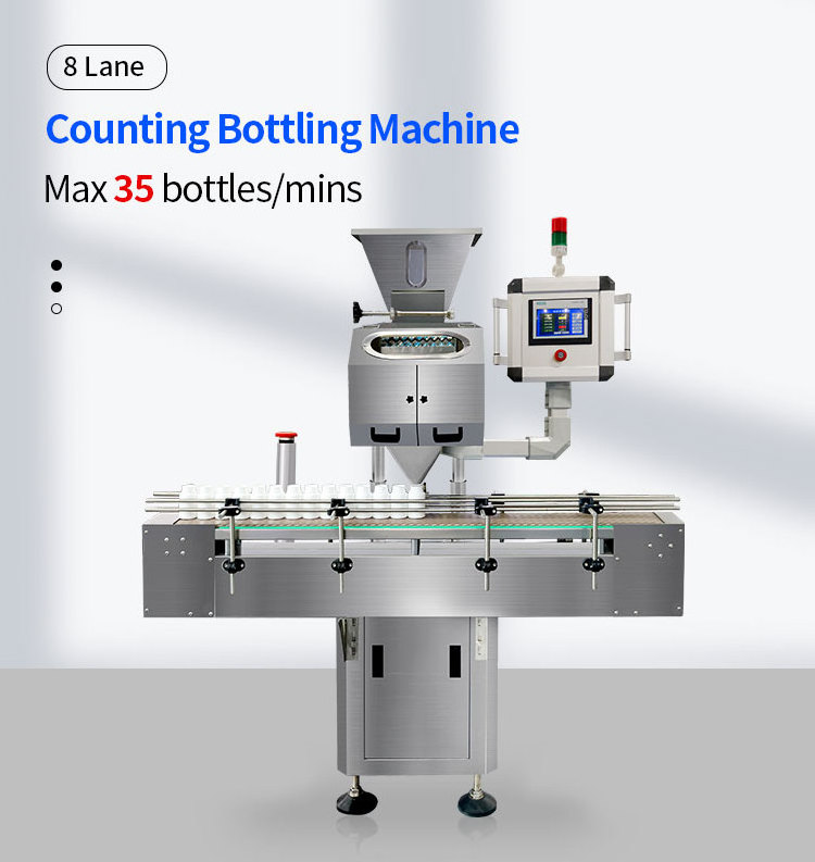 8 Lane Small Automatic  Pill Conveyor Packaging Counter and Bottle Pack Capsule Tablet Counting Machine