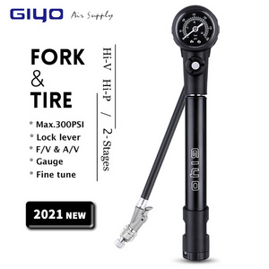 Bicycle Pump Fork Tire Switchable HP and HV Mini Shock Pump With Schrader Presta Valve Adapter