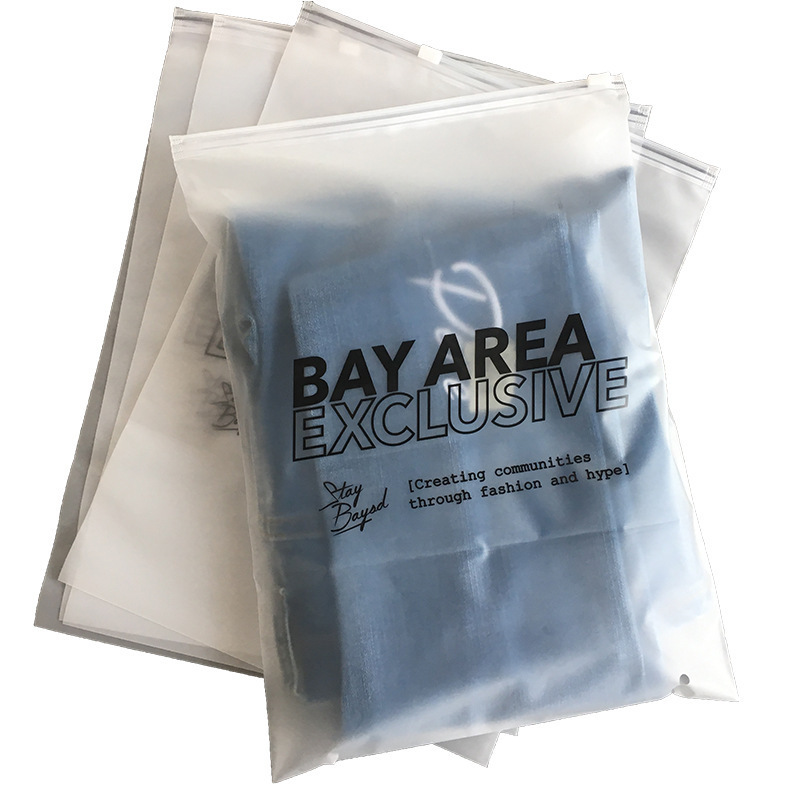 Best Selling T Shirt bags Clothes Frosted Biodegradable Zip Lock Self Sealing Bag packaging and printing custom logo