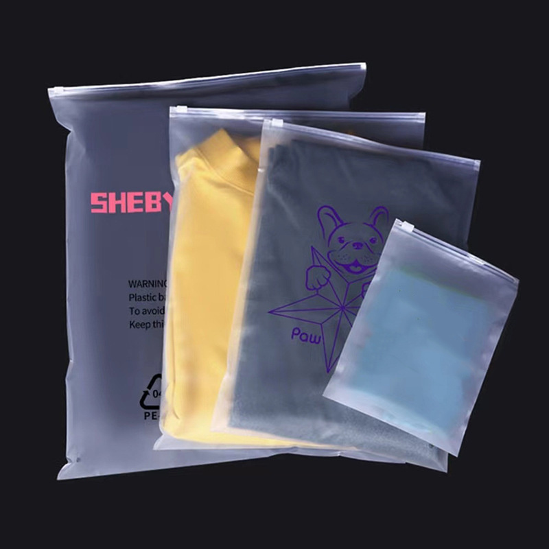 Best Selling T Shirt bags Clothes Frosted Biodegradable Zip Lock Self Sealing Bag packaging and printing custom logo