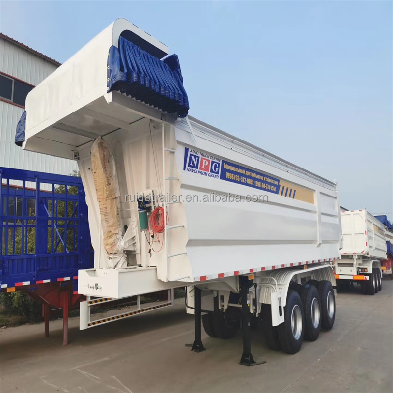 High-strength steel 60 tons side dump truck three-axis hydraulic cylinder dump trailer carrier trailer sales