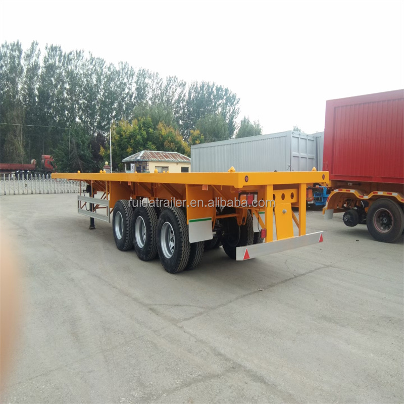 Sold 50 tons three-axle flat bed trailer 40 feet 45 feet 53 feet container chassis flat bed semi-trailer