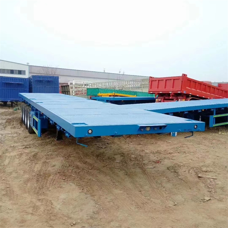 Shandong flatbed semi-trailer 30-80 tons 2 3 4 axle flatbed trailer 20 feet 40 feet 45 feet container flatbed trailer semi-trail