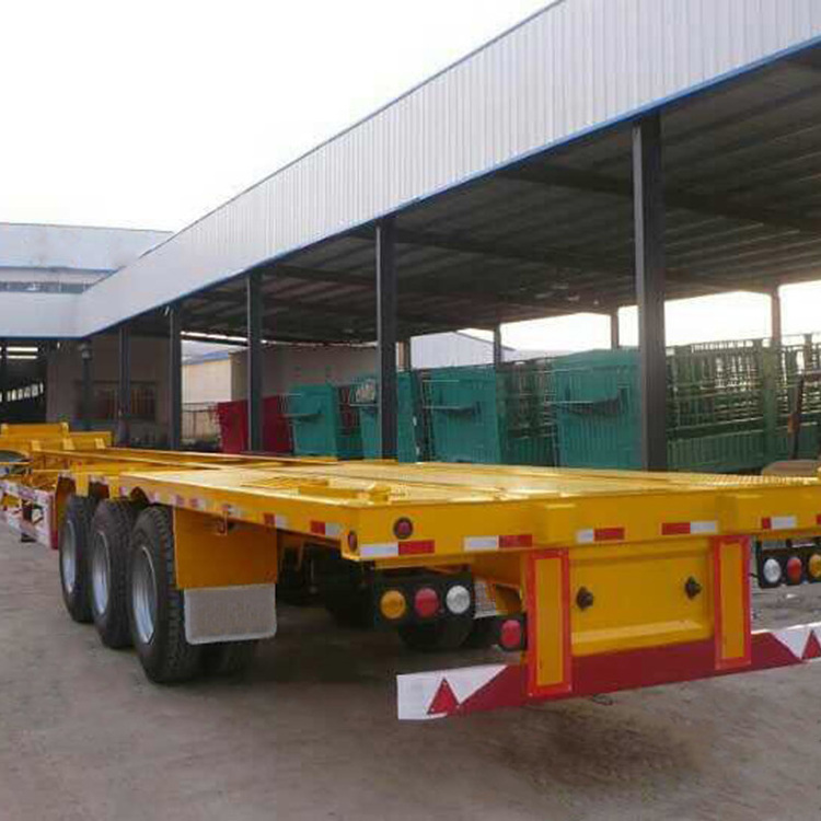 Sold 50 tons three-axle flat bed trailer 40 feet 45 feet 53 feet container chassis flat bed semi-trailer