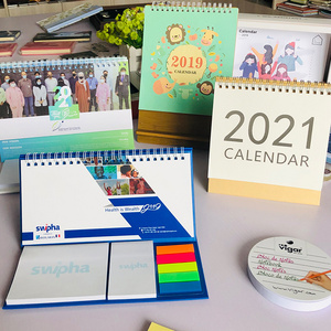 Factory Custom Printing Desk Pad Calendar Planner Notes Table Calendar 2024 Full Coloring Desktop Calendar with Sticky Notes