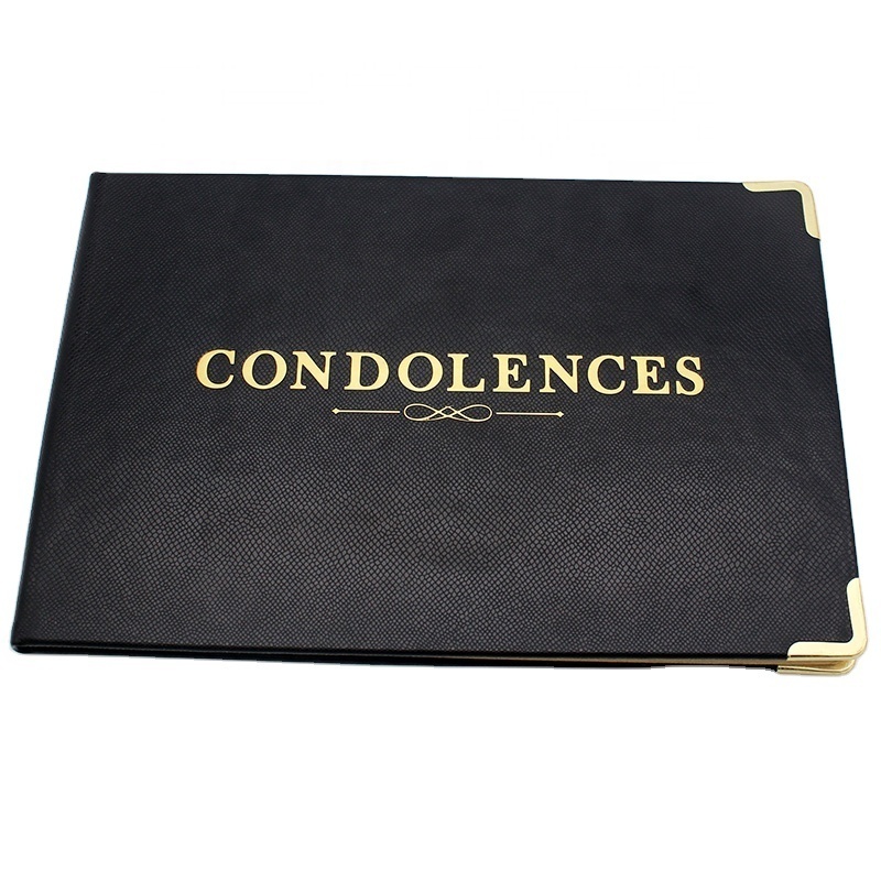 PU Funeral Guestbook 9x7,Sign in Memorial Service Condolence Book with PU Leather Hardcover Celebration of Life Remembrance book