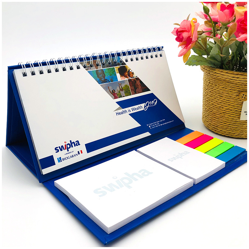 Factory Custom Printing Desk Pad Calendar Planner Notes Table Calendar 2024 Full Coloring Desktop Calendar with Sticky Notes