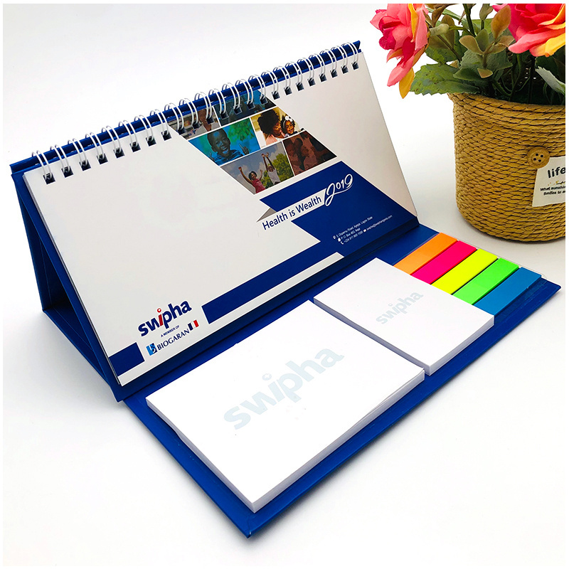 Factory Custom Printing Desk Pad Calendar Planner Notes Table Calendar 2024 Full Coloring Desktop Calendar with Sticky Notes