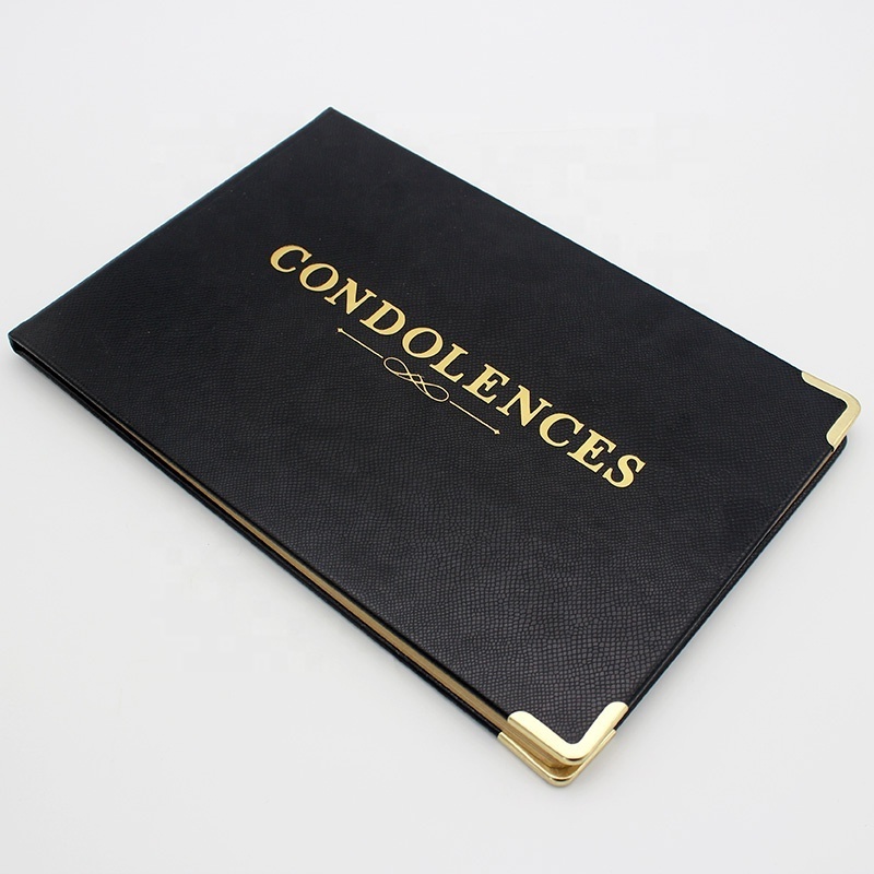 PU Funeral Guestbook 9x7,Sign in Memorial Service Condolence Book with PU Leather Hardcover Celebration of Life Remembrance book