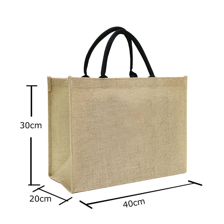 Handle Hemp Shopping Foldable Fabric Logo Natural Cheap Customized Recycle Plain Jute Bag For Women