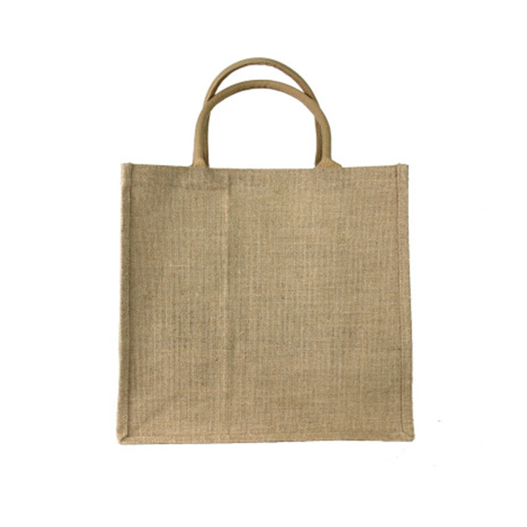 Handle Hemp Shopping Foldable Fabric Logo Natural Cheap Customized Recycle Plain Jute Bag For Women