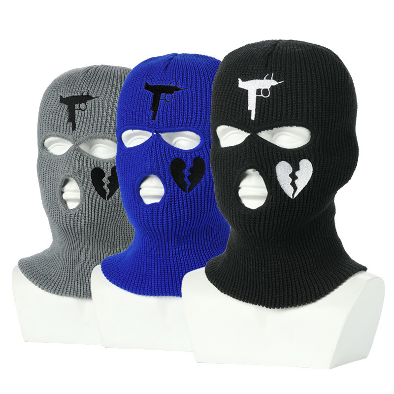 2023 Wholesale Ski Mask Custom Printed Knitted Full Face Cover Ski Mask Balaclava knit Hats Acrylic Ski Mask