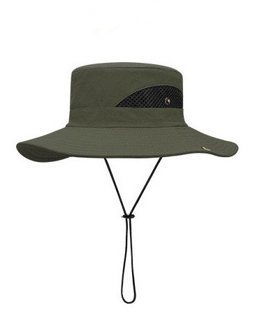 Outdoor String Boonie Bucket Hat Uv Sun Protection Wide Brim Custom Logo Green Man Fishing Cap Safari Hats For Men