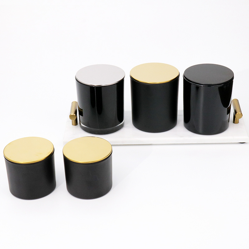 wholesale Custom 8oz 10oz 12oz black luxury empty Glass candle holders votive candle holders