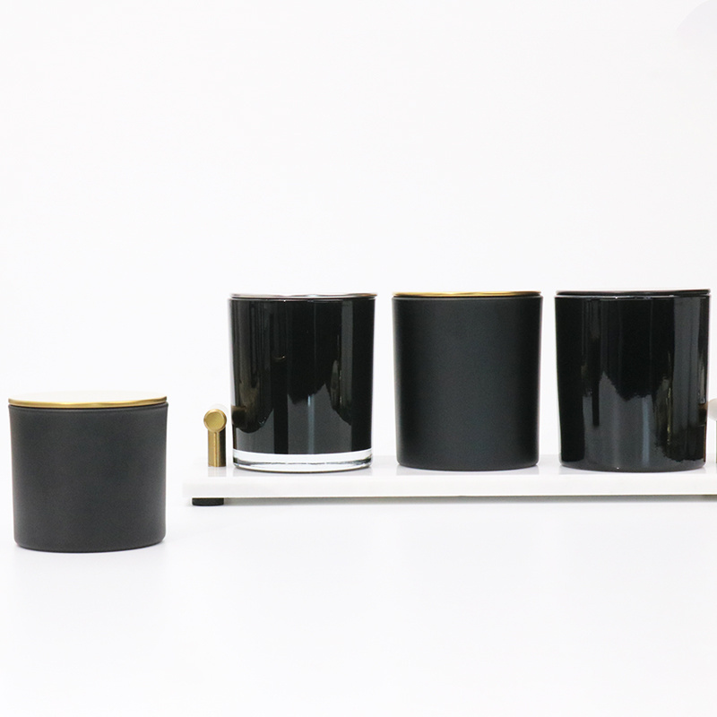 wholesale Custom 8oz 10oz 12oz black luxury empty Glass candle holders votive candle holders