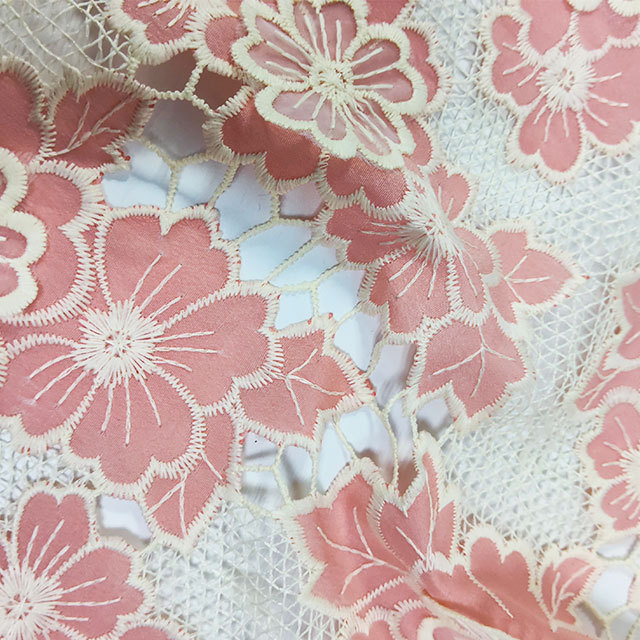 Wholesale Cotton Embroidery 3d flower eyelet floral flower white cotton tulle fabric embroidery lace fabric for shirt and dress