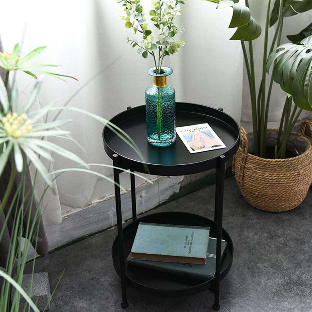 Metal frame mini side table with storage side table dresser with fridge iron art side table