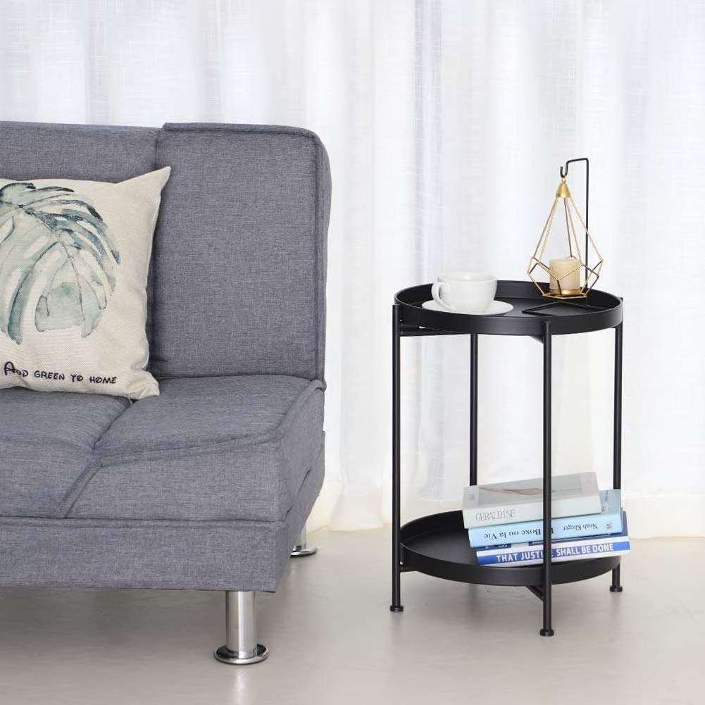 Metal frame mini side table with storage side table dresser with fridge iron art side table