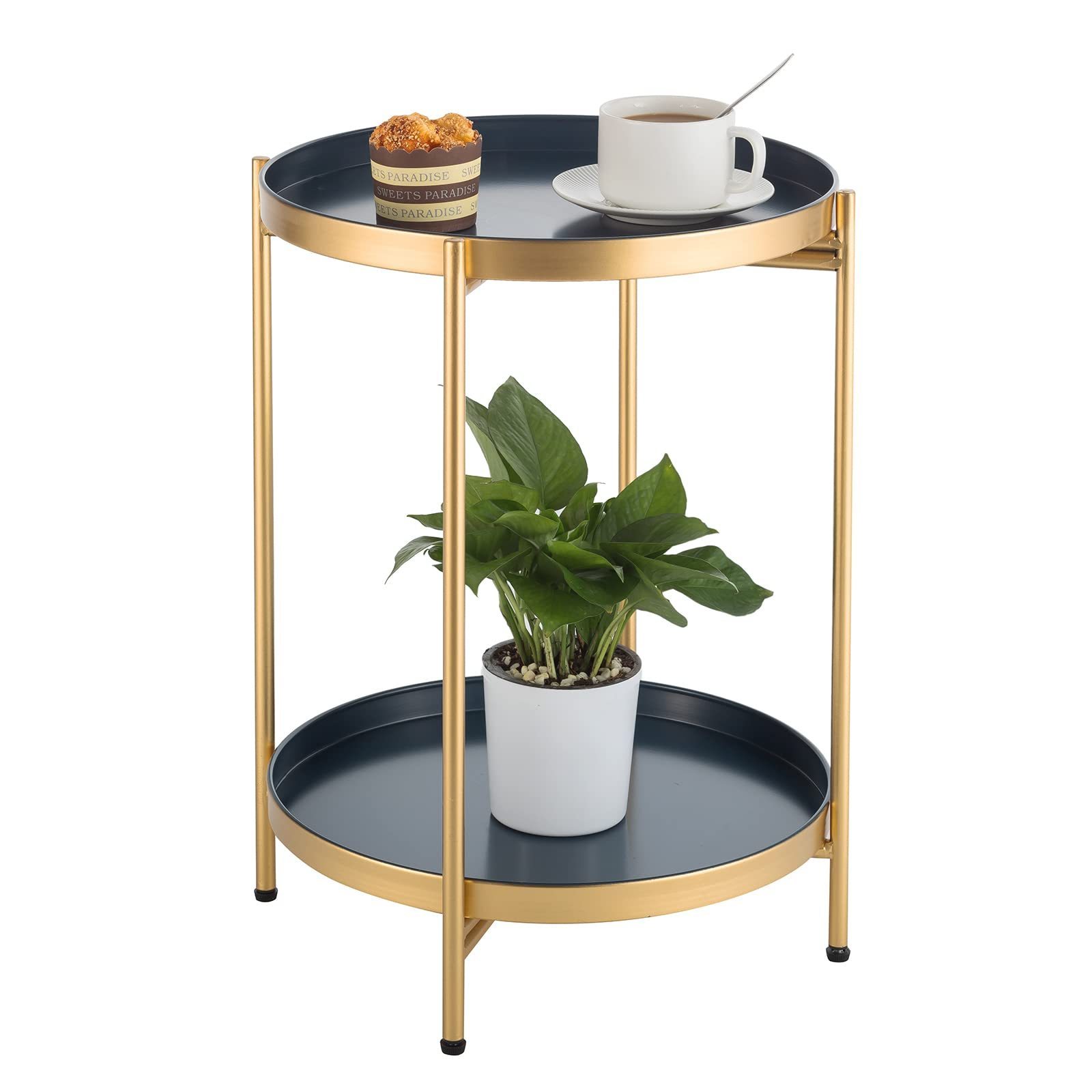 2 Tier Bed Stainless Table Coffe Night Stand Side Coffee Table Set Metal Tube