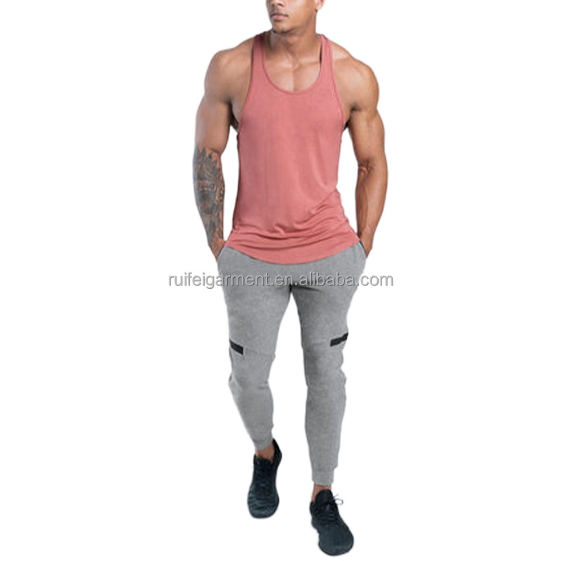 OEM Custom Bamboo Slim Fit Muscle Training Workout Tank Top Sleeveless Vest Stringer Gym Singlet for Men