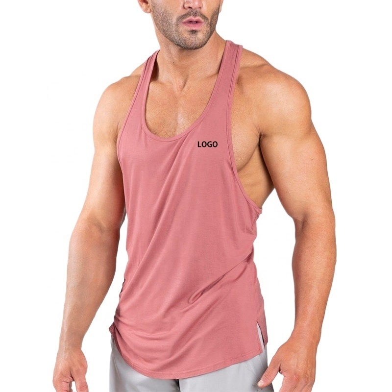 OEM Custom Bamboo Slim Fit Muscle Training Workout Tank Top Sleeveless Vest Stringer Gym Singlet for Men