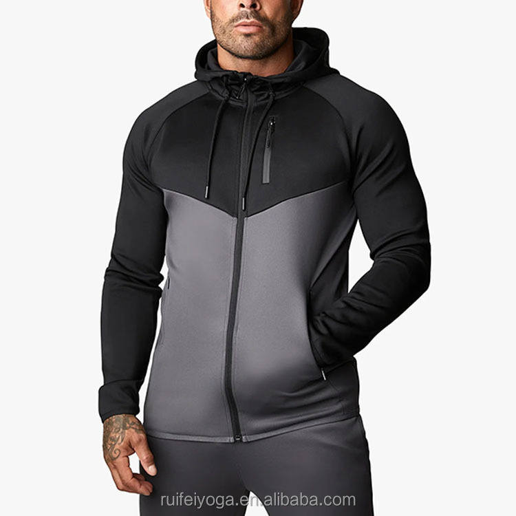 Custom High Quality Men Tracksuit Top Thick Cotton Poly Pullover Plain Slim Fit Gym Athletic Sport Zip Up Workout Hoodie For Men