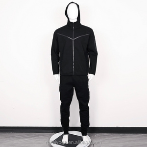 Custom Logo Sport wear Polyester Tech Fleece Full Zip Tracksuit Hoodie Jogger Two Piece Jogging Tracksuit Set Men Sweat Suits