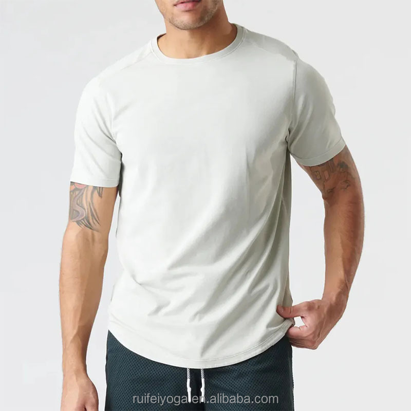 Eco friendly Blank Bamboo Hemp T Shirt 180 gsm Short Sleeve Crewneck Men's Sustainable Tee T-Shirt Custom Organic Cotton T Shirt