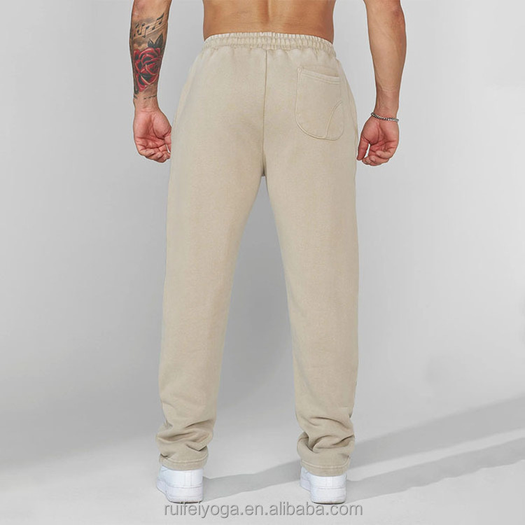 Custom High Quality 100% Cotton Oversized Blank Jogger Wide Leg French Terry Sweatpants Jogging Acid Washed Sweat Pants For Men