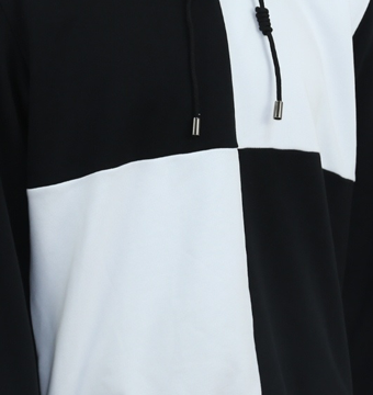 Custom designed high quality male oversized color block black and white hoodie