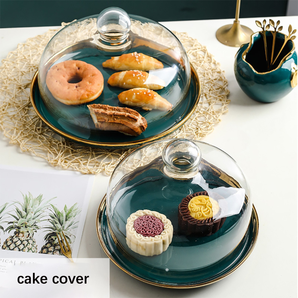 New Design Wooden Cake Stand With Glass Dome Wholesale Cake Tools Kitchen Accessories Table Top Wood Cake Cover