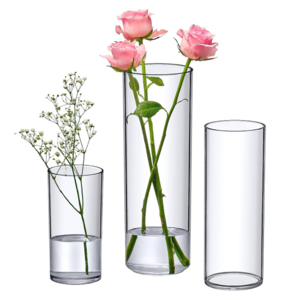 handmade unique holographic wide mouth wedding centerpiece decorative houseware clear elegant cylinder flower bottle glass vase