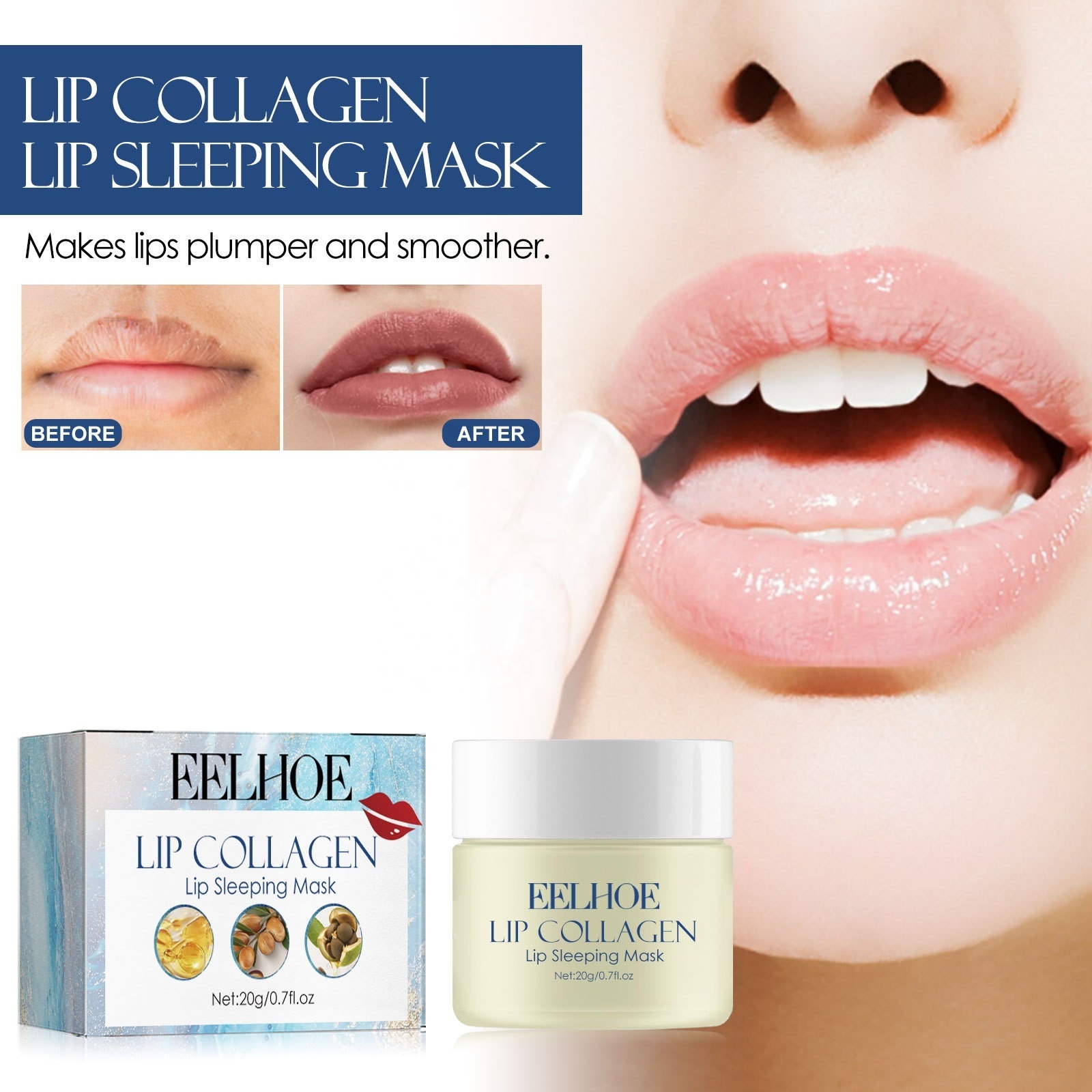 Exfoliating Skin Care Volumizing Moisturizing Lip Balm Collagen Lip Mask Makeup Prevent Dry Cracking Fade Lines Lip Balm