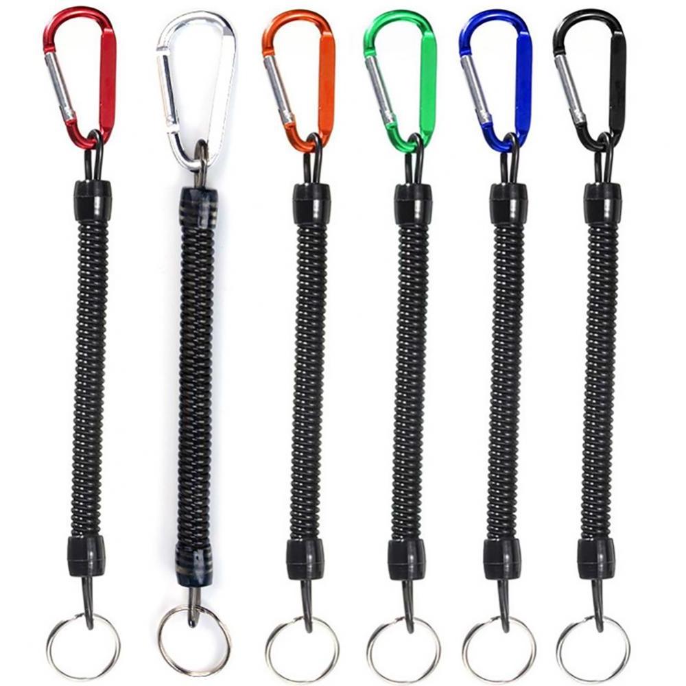 NEW High Quality Retractable Tether Spring Elastic Rope Camping Carabiner Anti-lost Phone Keychain Portable Fishing Lanyards