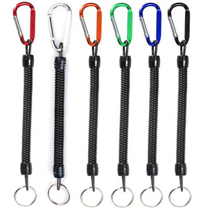 NEW High Quality Retractable Tether Spring Elastic Rope Camping Carabiner Anti-lost Phone Keychain Portable Fishing Lanyards