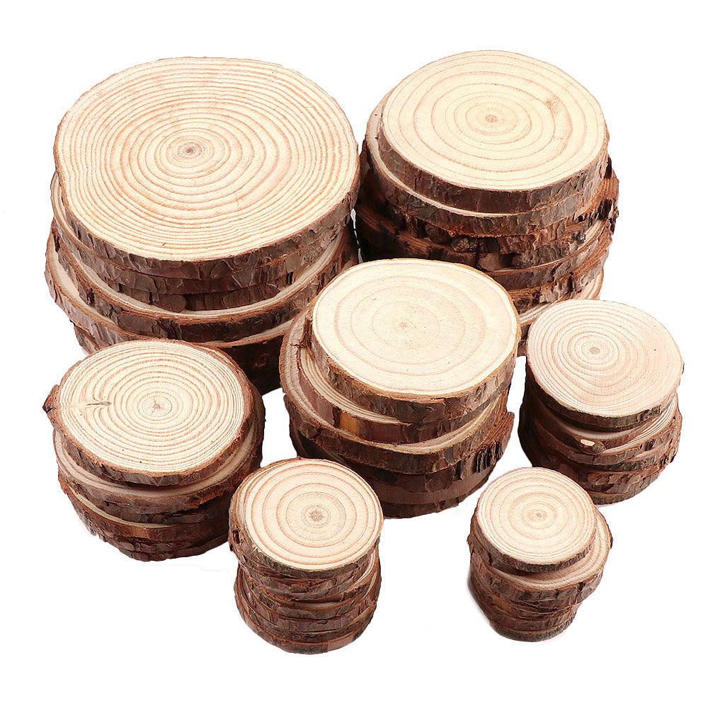 Round Tree Unfinished Natural Wood Slices 6-10 inch kit Circles with Bark for Coasters DIY Crafts Christmas Ornaments Wedding