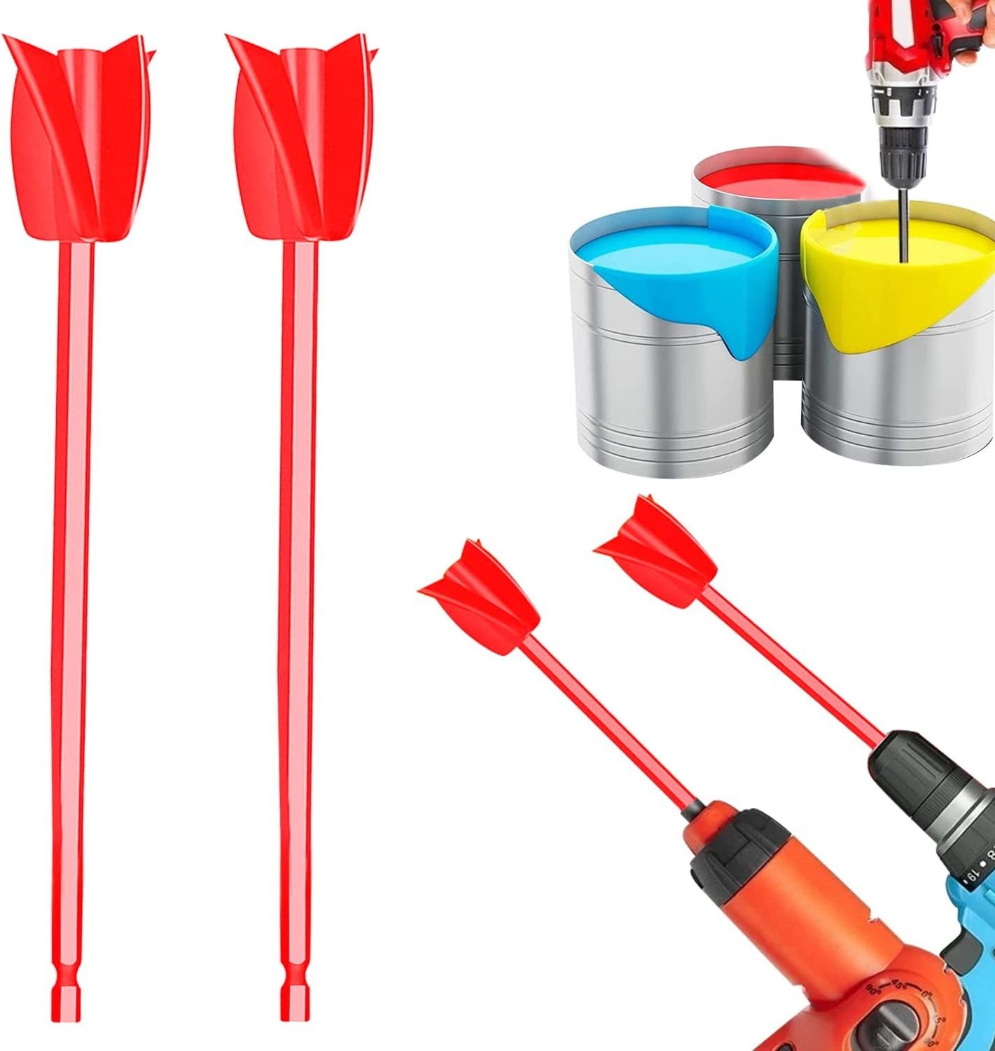 Paint Stirring Rod Putty Cement Epoxy Mixing Stick Paint Mixer Attachment With Drill Chuck For Mixes Epoxy Resin Latex Oil Paint