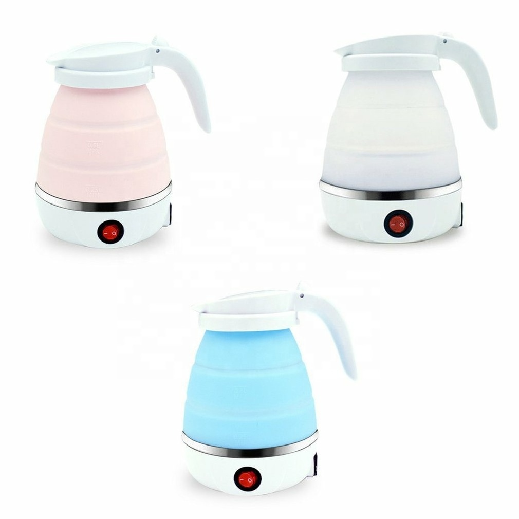 600ML Travel Folding electric water kettle - Collapsible heated hot water boiler For Coffee - Dual Voltage Portable kettle