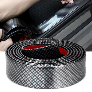 3CM/5CM/7CM/10CM Thick Car Door Entry Sill Guard Scuff Plate Protectors -Carbon Fiber Rubber Front Rear Guard Bumper Seal Strip