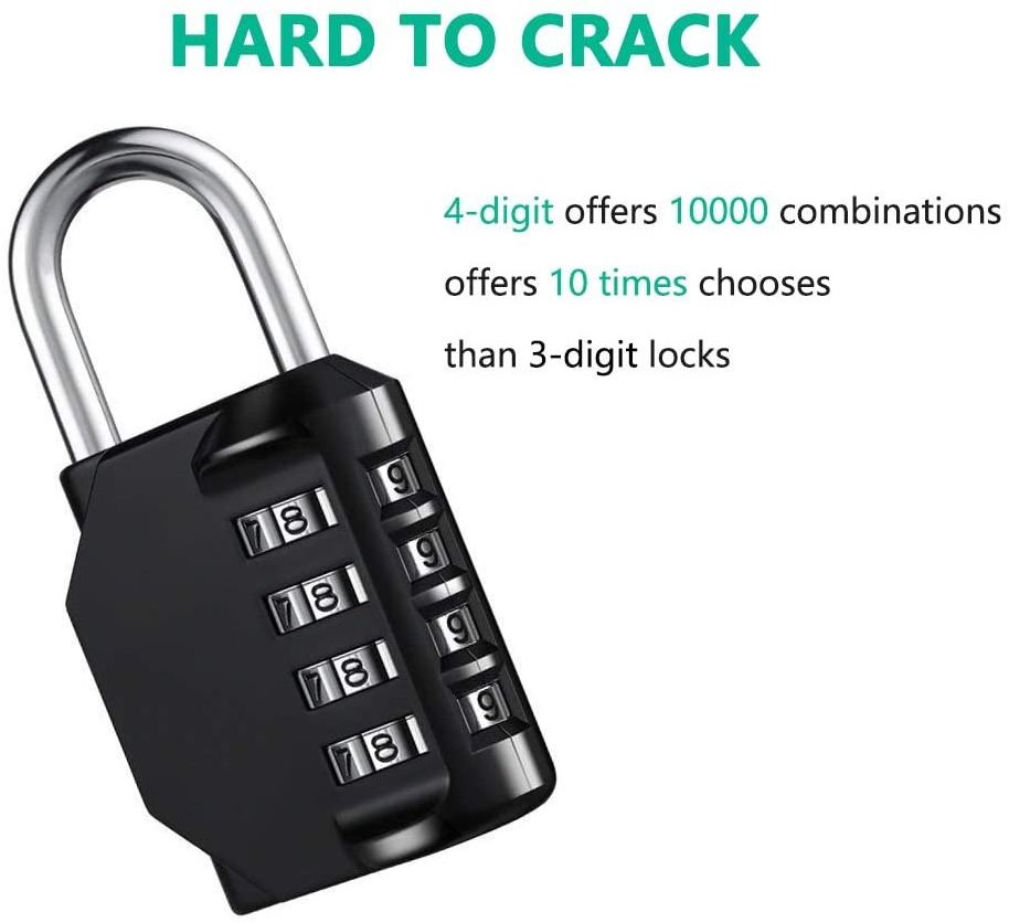 Combination Lock 4 Digit Outdoor Waterproof Padlock for School Gym Locker, Sports Locker, Fence/ Luggage Lock