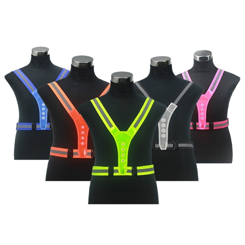 3 Modes LED Reflective Running Vest Glowing Reflector Straps Safety Gear for Runners Men Women Night Running Outdoor Hiking