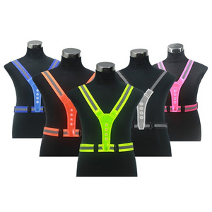 3 Modes LED Reflective Running Vest Glowing Reflector Straps Safety Gear for Runners Men Women Night Running Outdoor Hiking