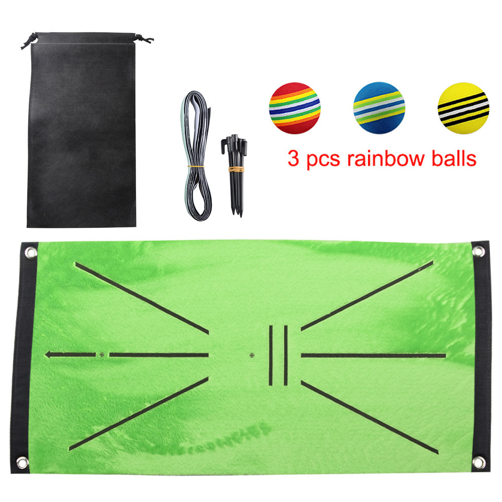 Golf Training Mat Mini Practice Hitting Aid Fixed Ground Rug for Swing Detection Batting Portable Gift Indoor Outdoor with Bag